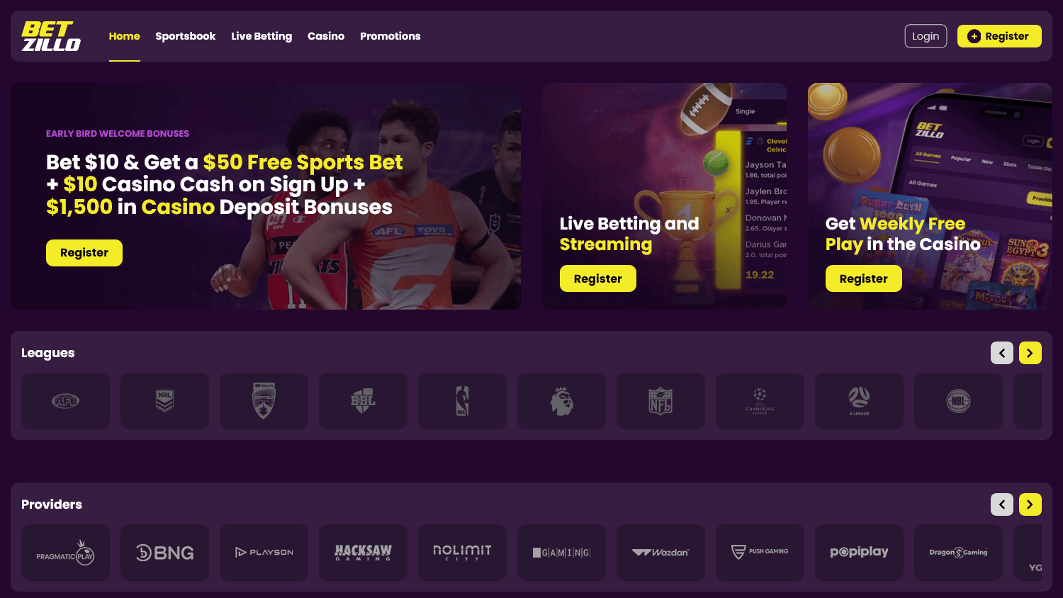 Betzillo Casino Desktop screenshot